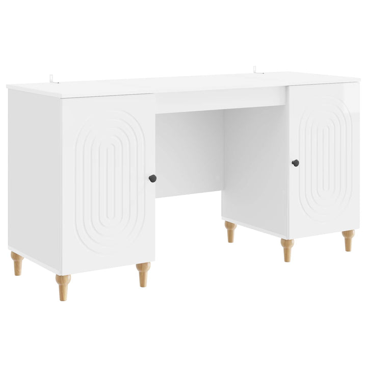 Bord med hylde Gloss Hvid 142,5 x 50 x 75 cm Konstrueret træ