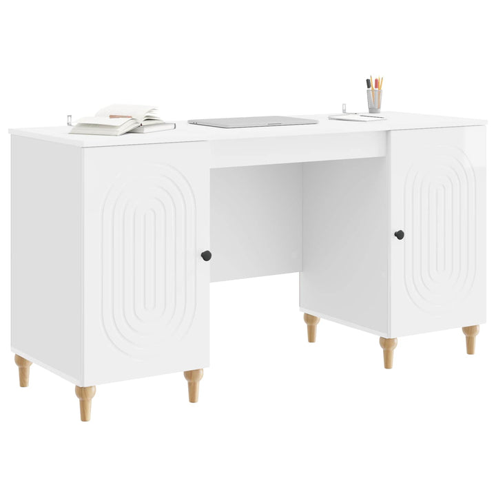 Bord med hylde Gloss Hvid 142,5 x 50 x 75 cm Konstrueret træ