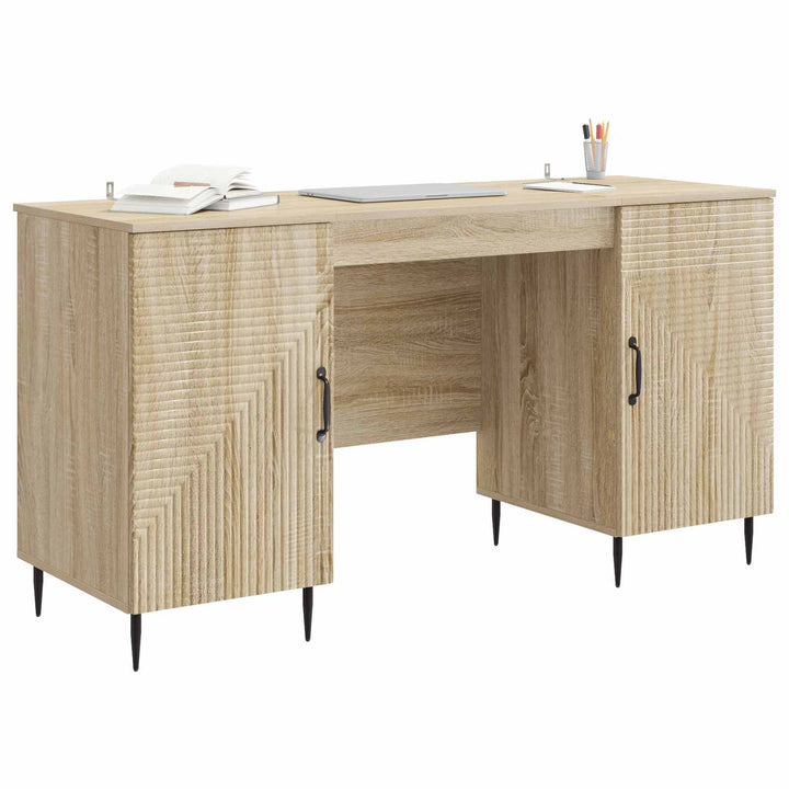 Bord med hylde Sonoma-eg 142,5 x 50 x 75 cm Konstrueret træ