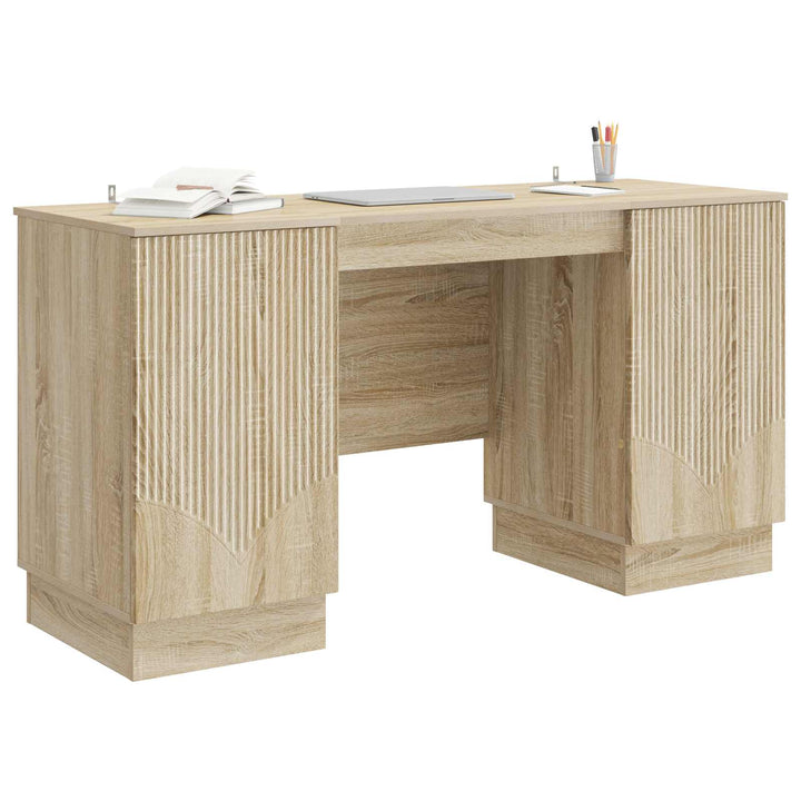 Bord med hylde Sonoma-eg 142,5 x 50 x 75 cm Konstrueret træ