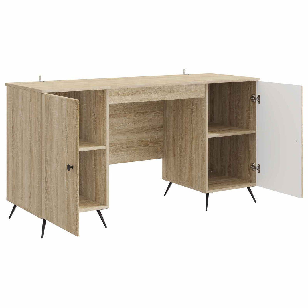 Bord med hylde Sonoma-eg 142,5 x 50 x 75 cm Konstrueret træ
