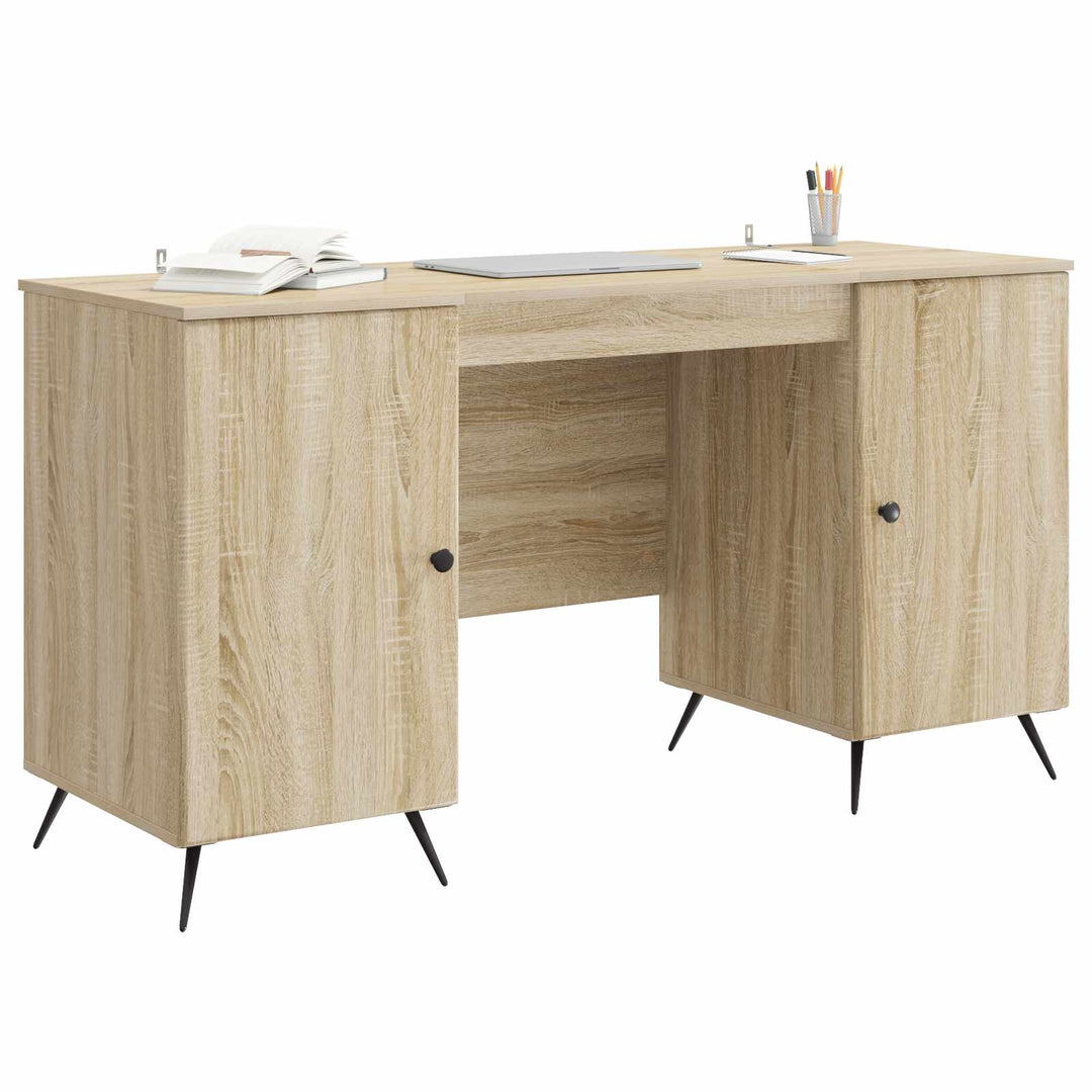 Bord med hylde Sonoma-eg 142,5 x 50 x 75 cm Konstrueret træ