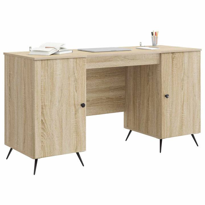 Bord med hylde Sonoma-eg 142,5 x 50 x 75 cm Konstrueret træ