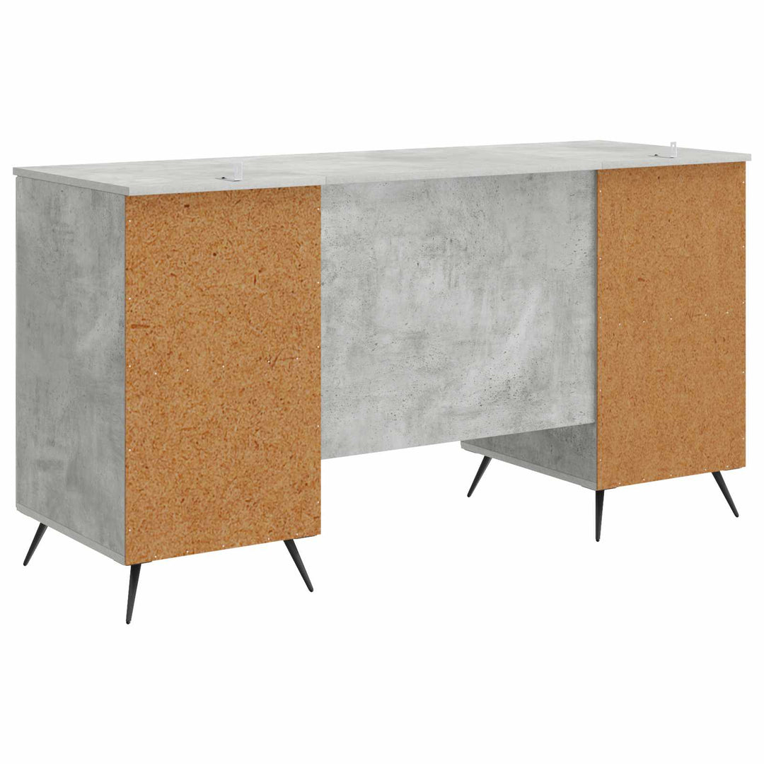 Bord med hylde Betongrå 142,5 x 50 x 75 cm Konstrueret træ