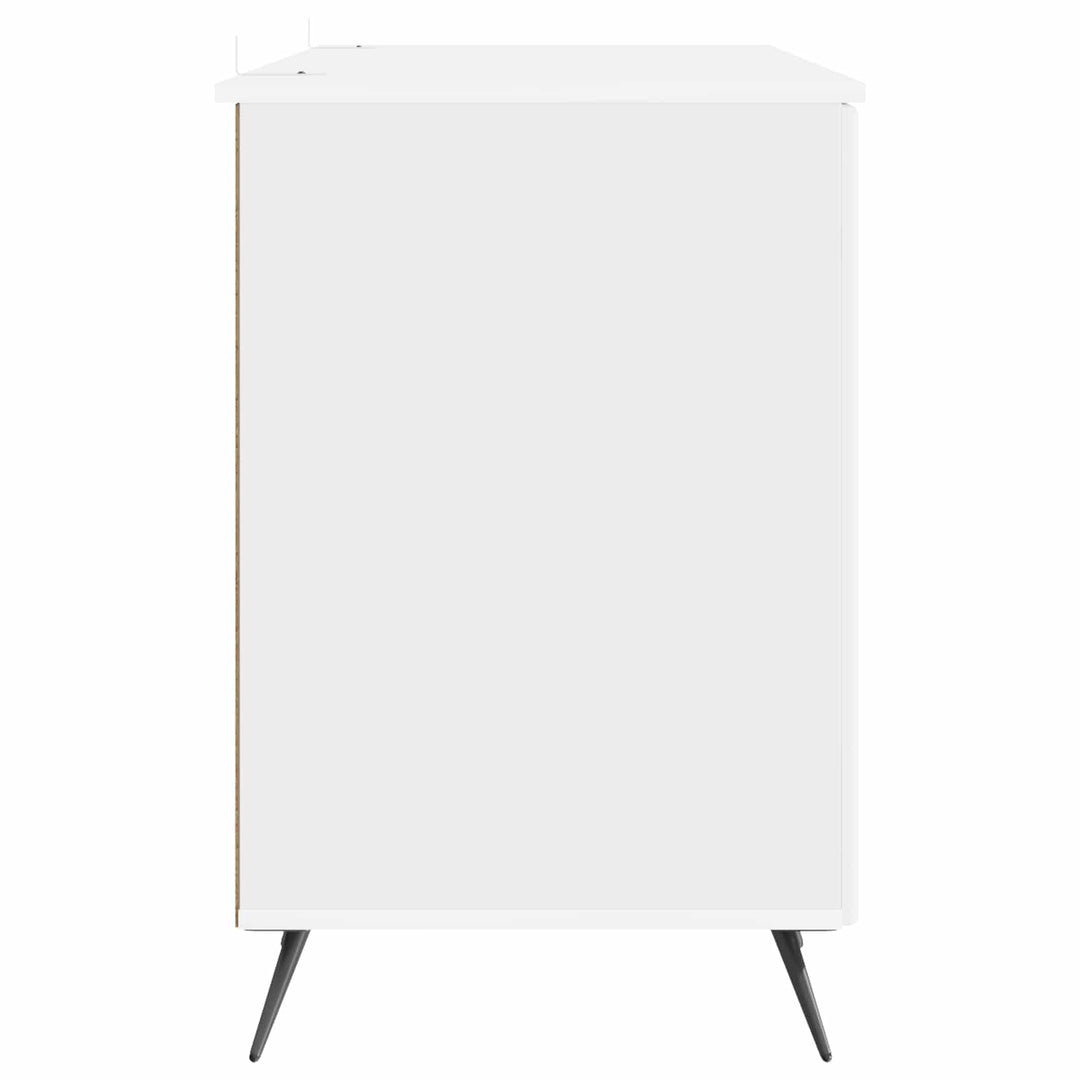 Bord med hylde Hvid højglans 142,5 x 50 x 75 cm Konstrueret træ