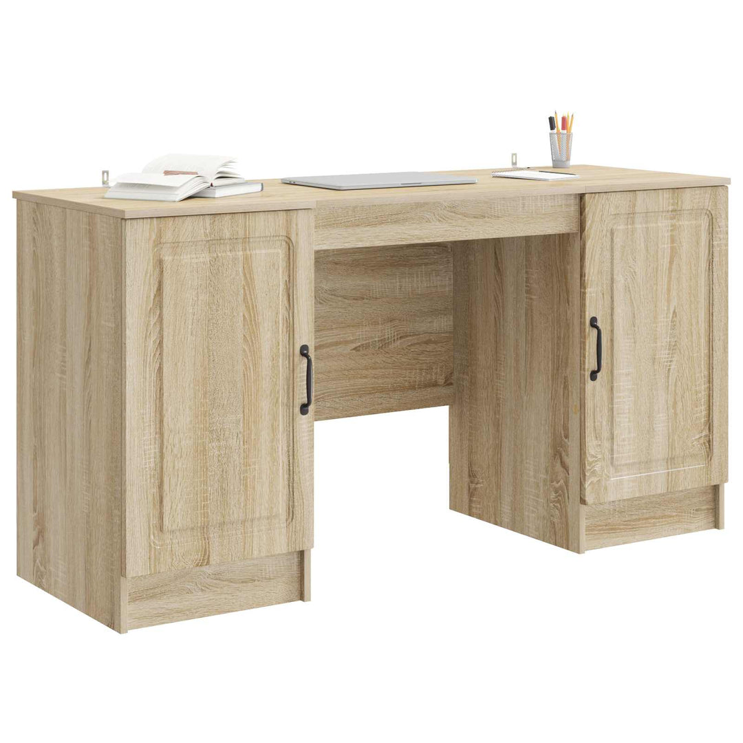 Bord med hylde Sonoma-eg 142,5 x 50 x 75 cm Konstrueret træ