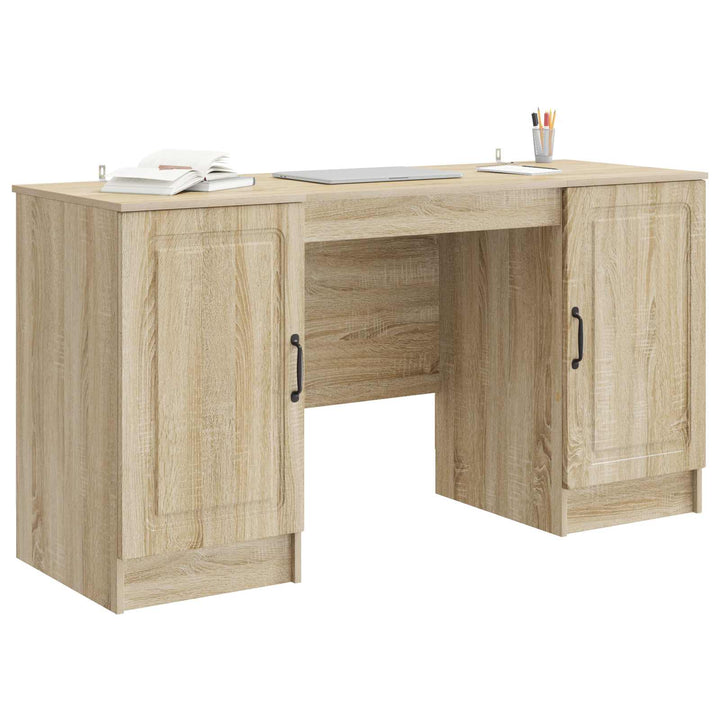 Bord med hylde Sonoma-eg 142,5 x 50 x 75 cm Konstrueret træ