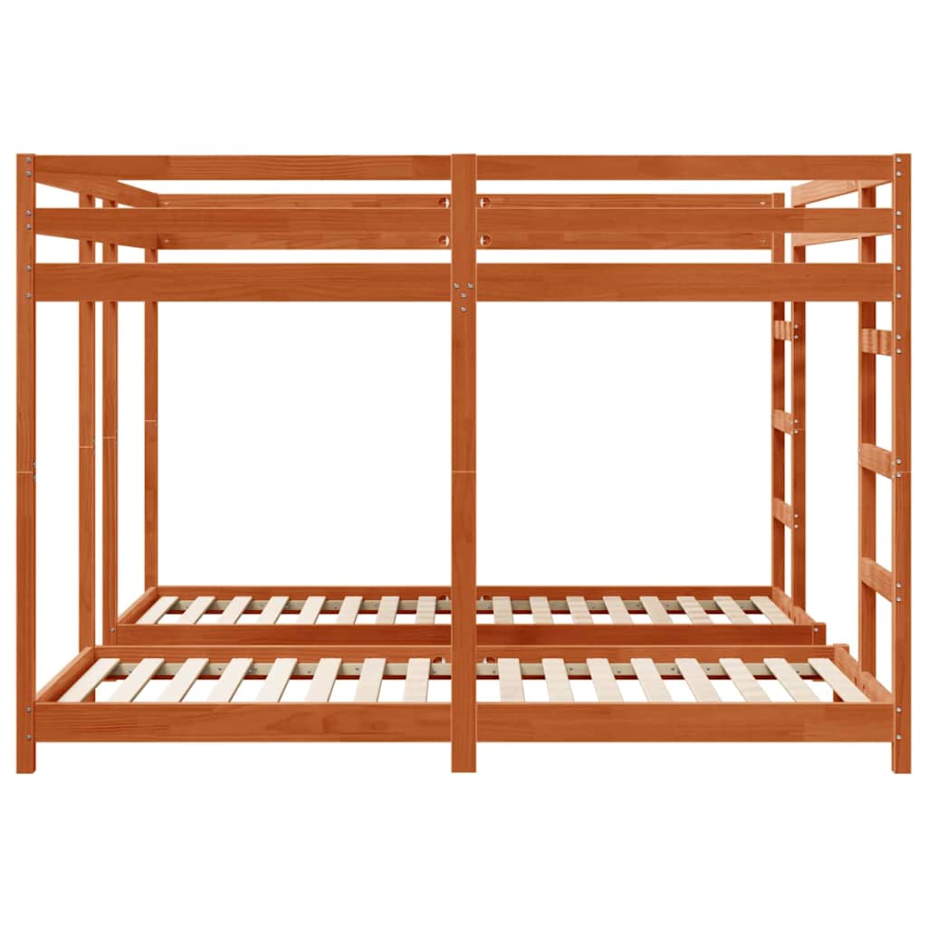 Trippel køjesengramme Voks brun 200 x 200 cm Massiv fyrretræ