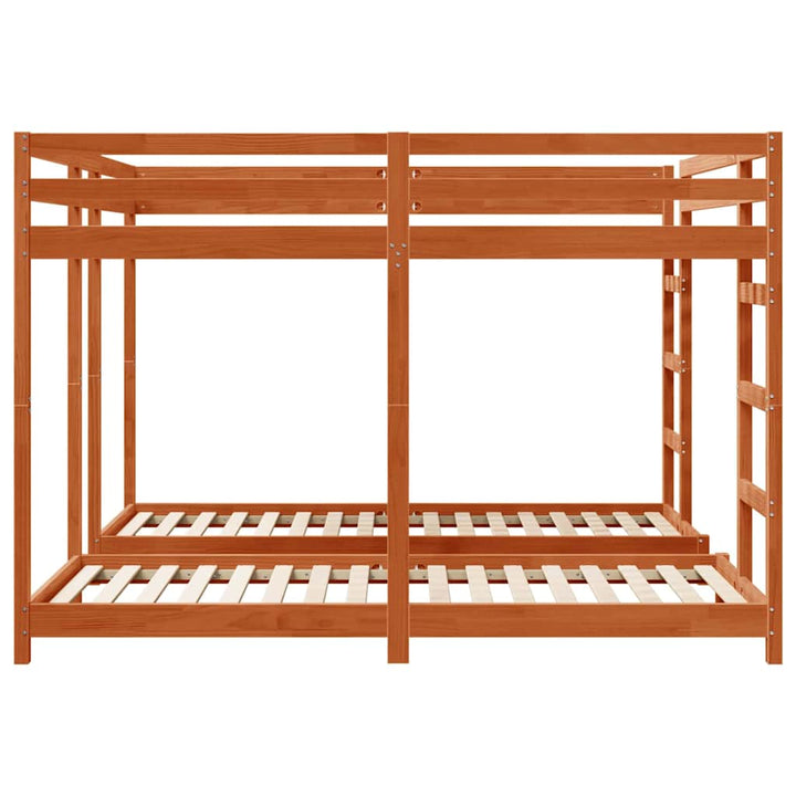 Trippel køjesengramme Voks brun 200 x 200 cm Massiv fyrretræ