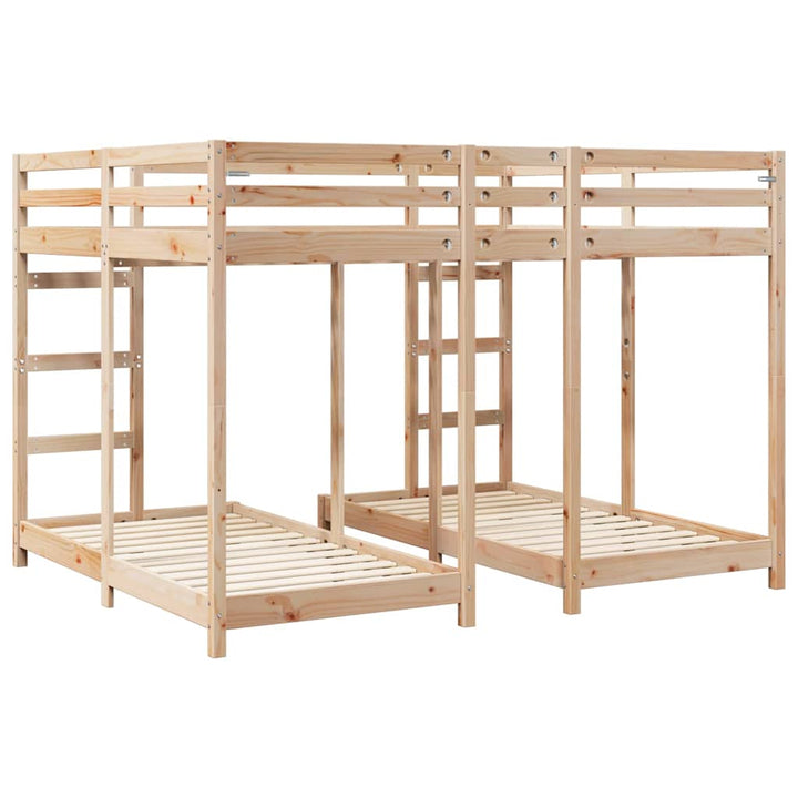 Trippel køjesengramme Brun 160 x 200 cm Massiv fyrretræ