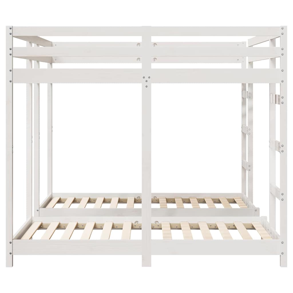 Trippel køjesengramme Hvid 160 x 200 cm Massiv fyrretræ