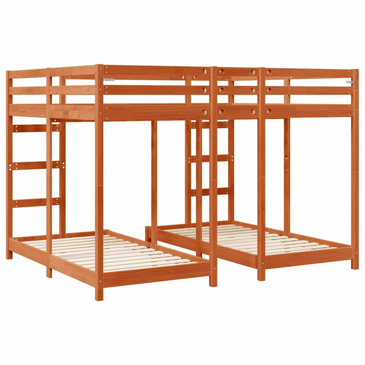 Trippel køjesengramme Gyldenbrun 160 x 200 cm Massiv fyrretræ