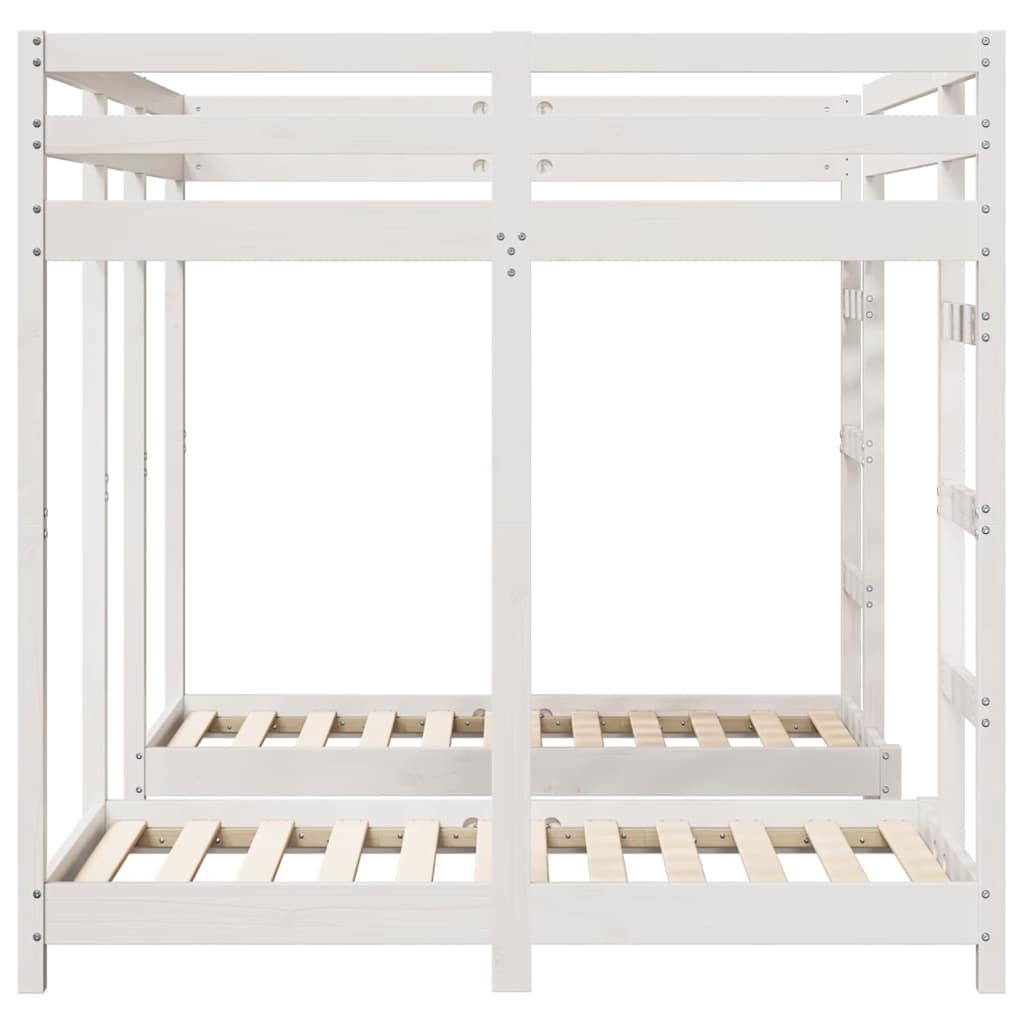 Trippel køjesengramme Hvid 140 x 200 cm Massiv fyrretræ