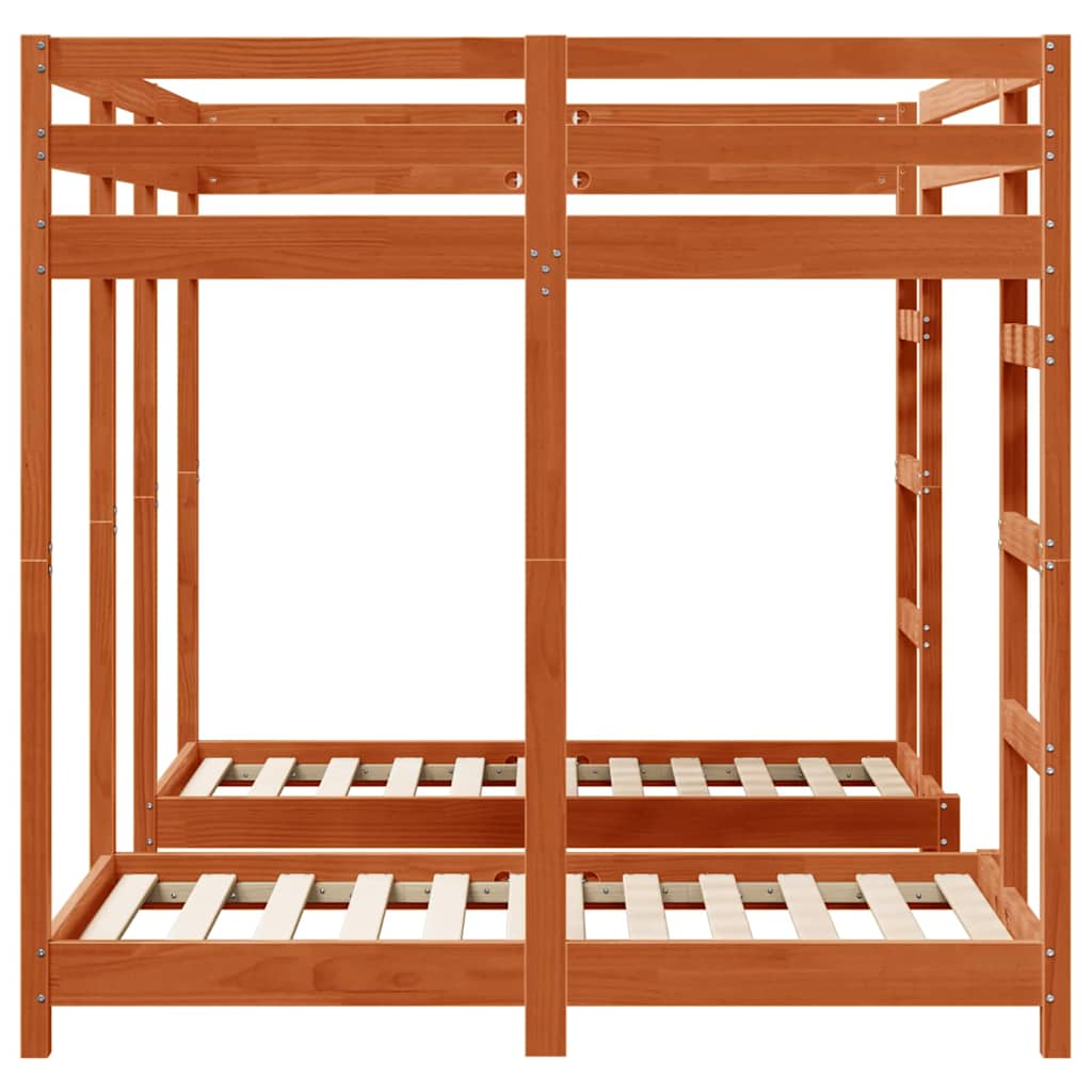 Trippel køjesengramme Gyldenbrun 140 x 200 cm Massiv fyrretræ