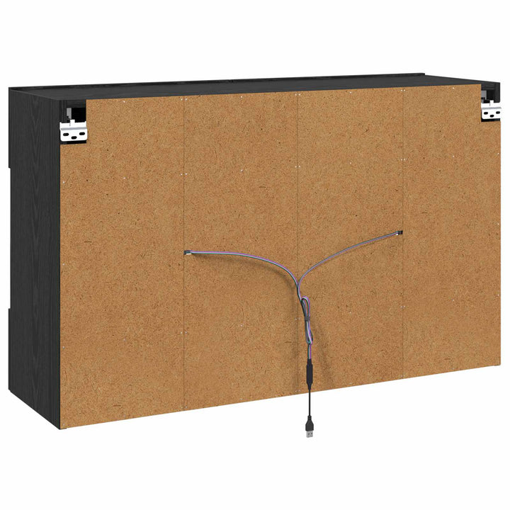 TV vægskab med LED Sort eg 98,5 x 30 x 60,5 cm Konstrueret træ