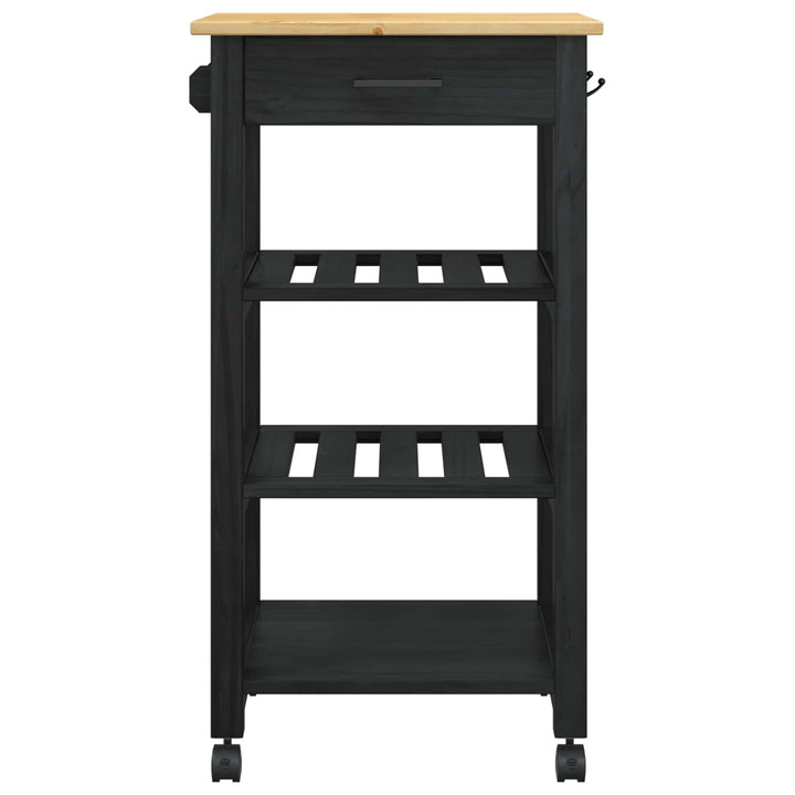 Køkkenvogn MONZA Sort 48 x 40 x 88,5 cm Massivt fyrretræ