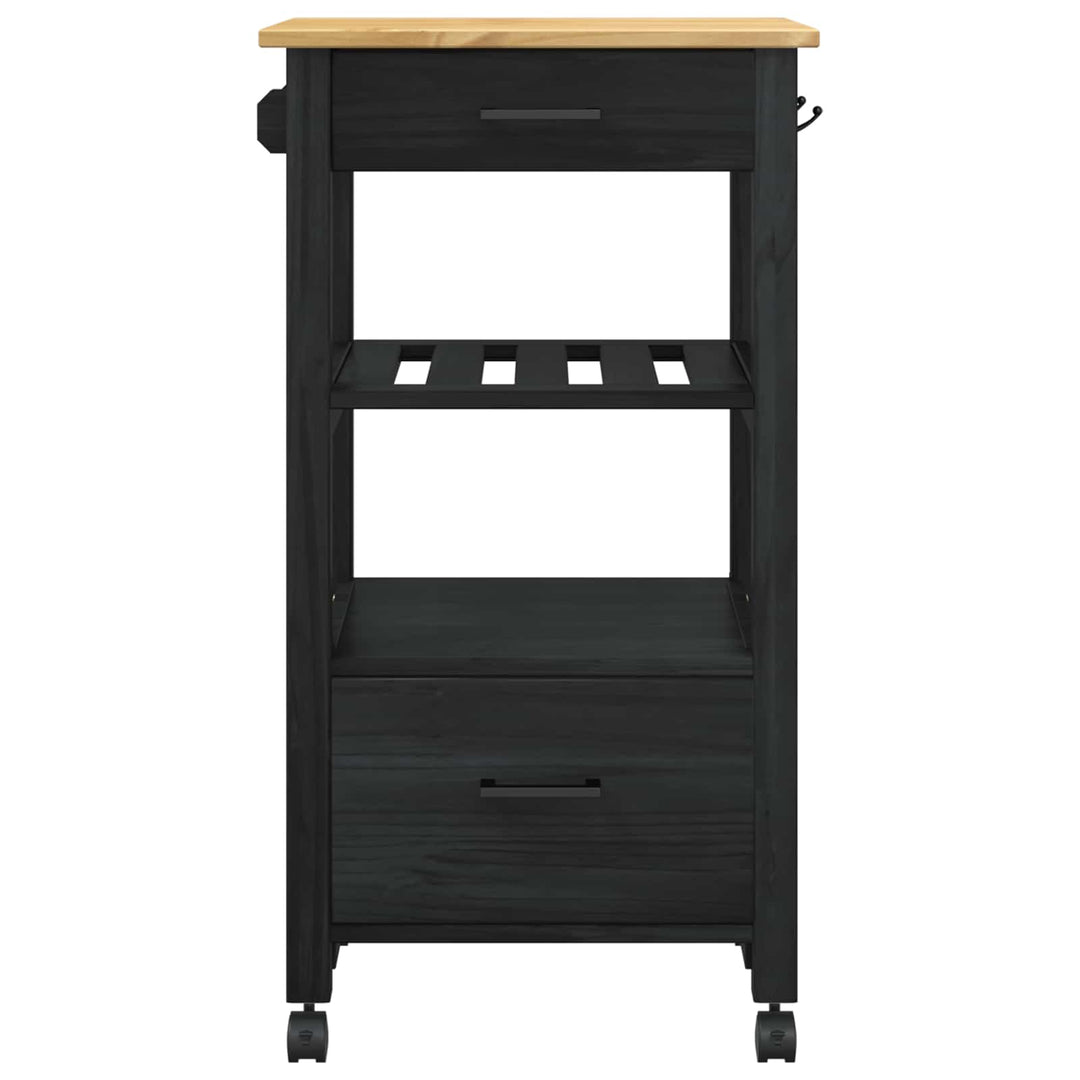 Køkkenvogn MONZA Sort 48 x 40 x 88,5 cm Massivt fyrretræ