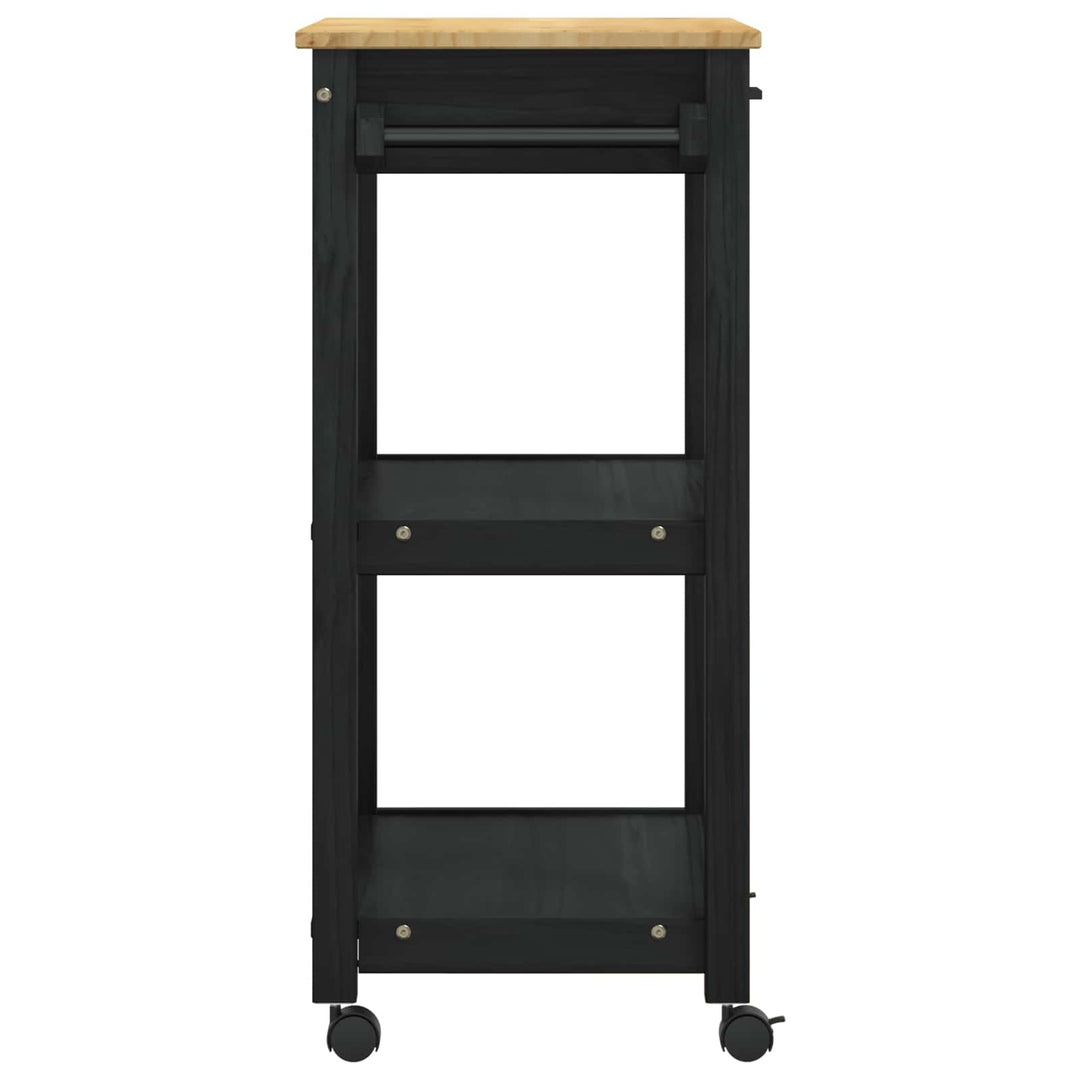 Køkkenvogn MONZA Sort 60 x 40 x 88,5 cm Massivt fyrretræ