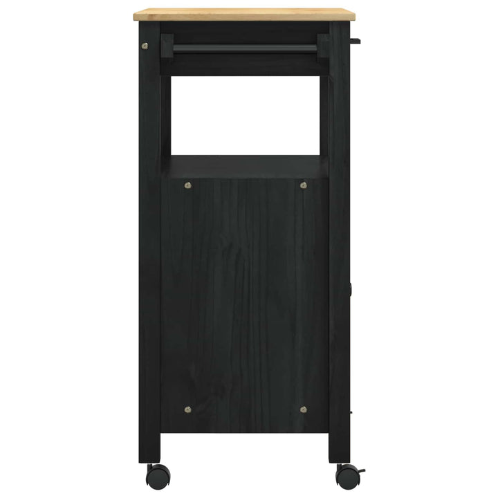 Køkkenvogn MONZA Sort 60 x 40 x 88,5 cm Massivt fyrretræ