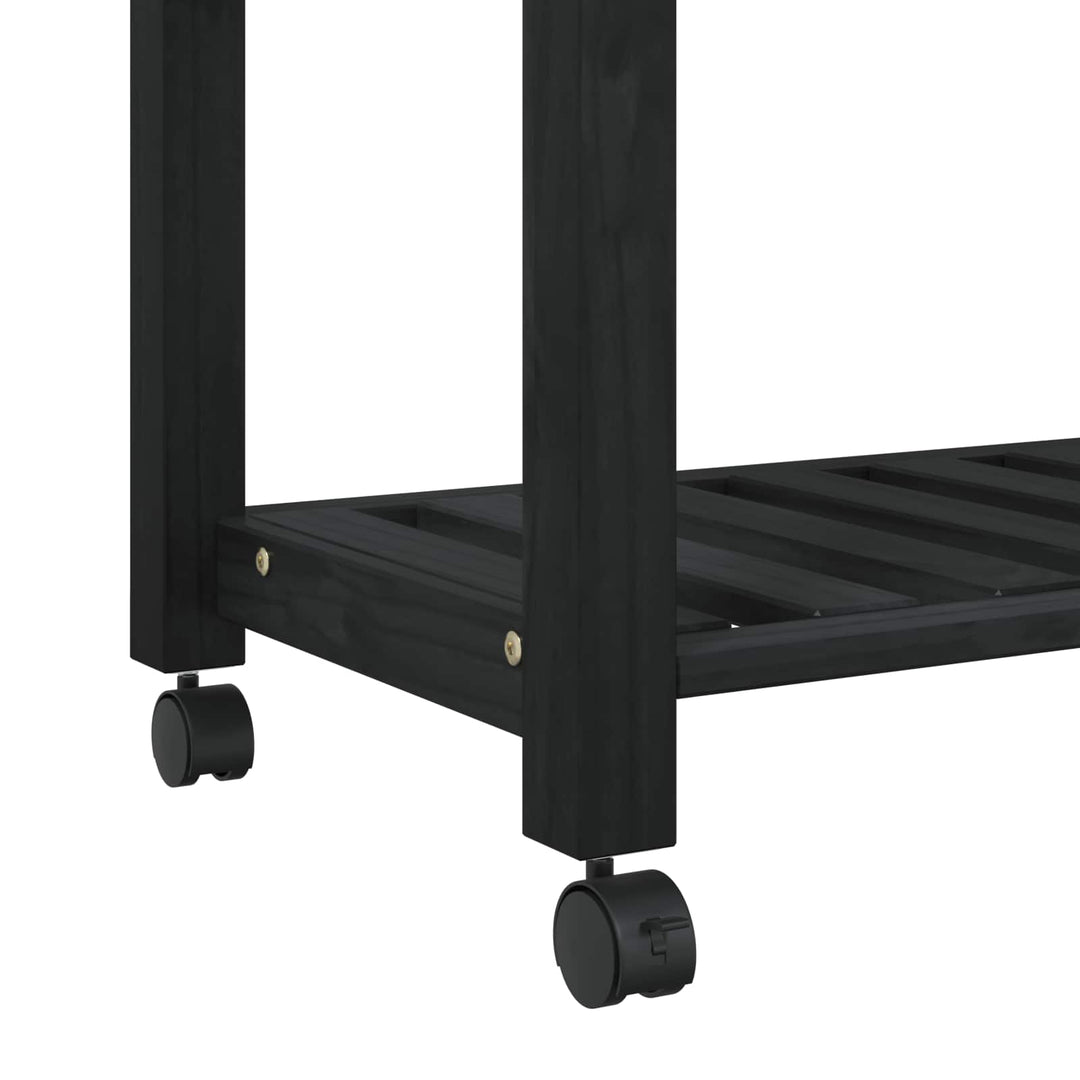 Køkkenvogn MONZA Sort 84 x 40 x 88,5 cm Massivt fyrretræ