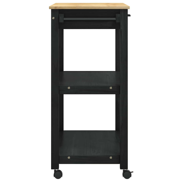 Køkkenvogn MONZA Sort 84 x 40 x 88,5 cm Massivt fyrretræ