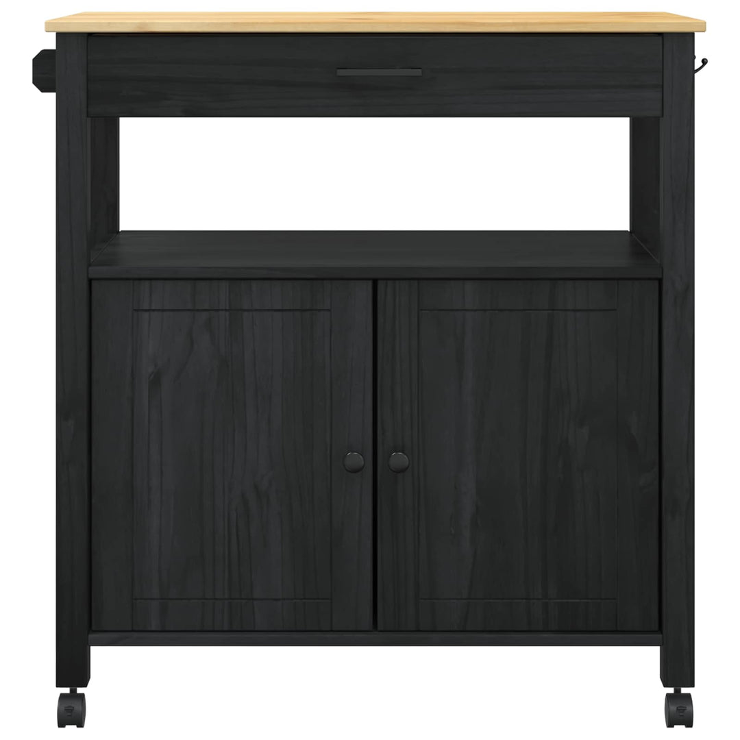 Køkkenvogn MONZA Sort 84 x 40 x 88,5 cm Massivt fyrretræ