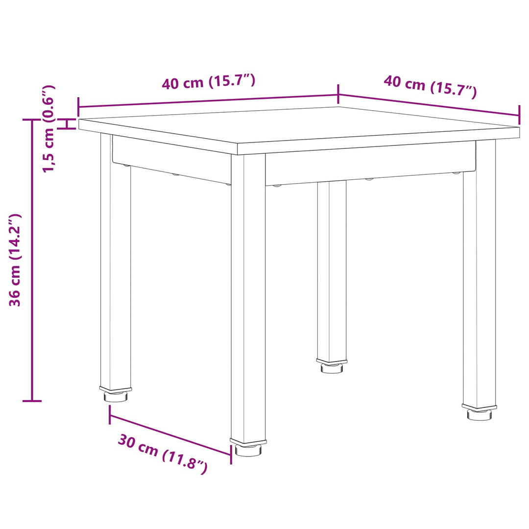 Sofabord Hvid 40 x 40 x 36 cm Massiv fyrretræ