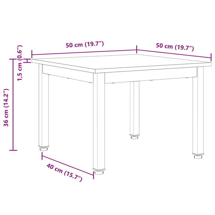 Sofabord Hvid 50 x 50 x 36 cm Massiv fyrretræ