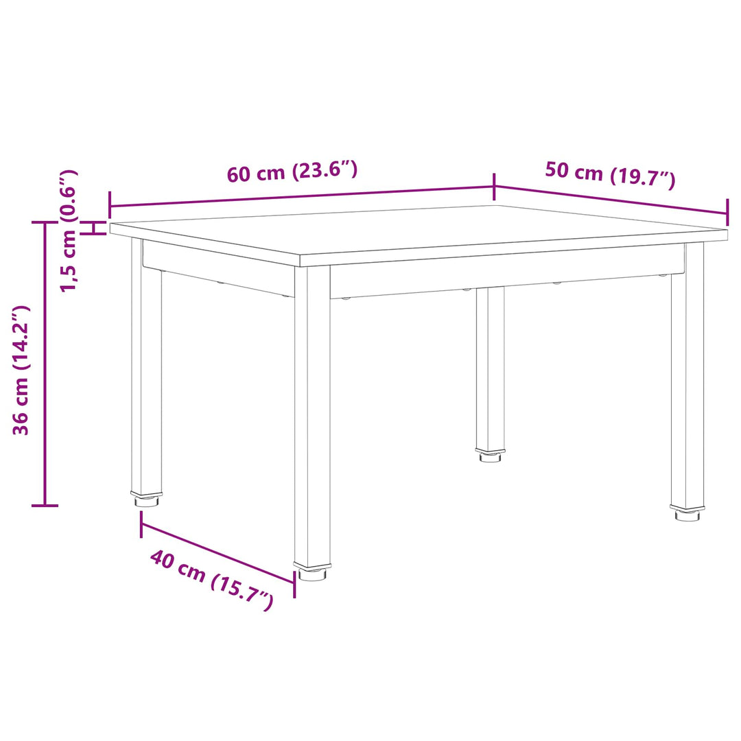 Sofabord Hvid 60 x 50 x 36 cm Massiv fyrretræ