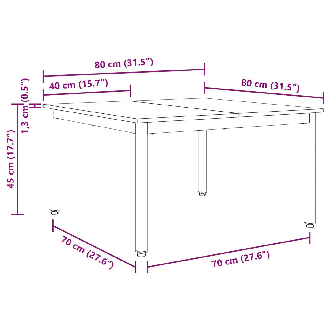 Sofabord Naturfarvet 80 x 80 x 45 cm Massiv fyrretræ