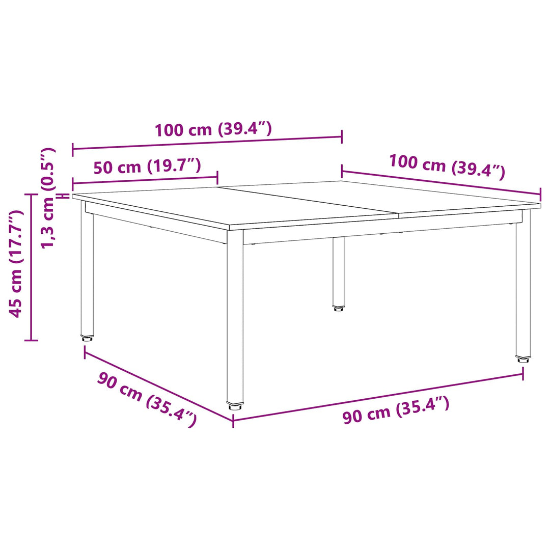 Sofabord Naturfarvet 100 x 100 x 45 cm Massiv fyrretræ