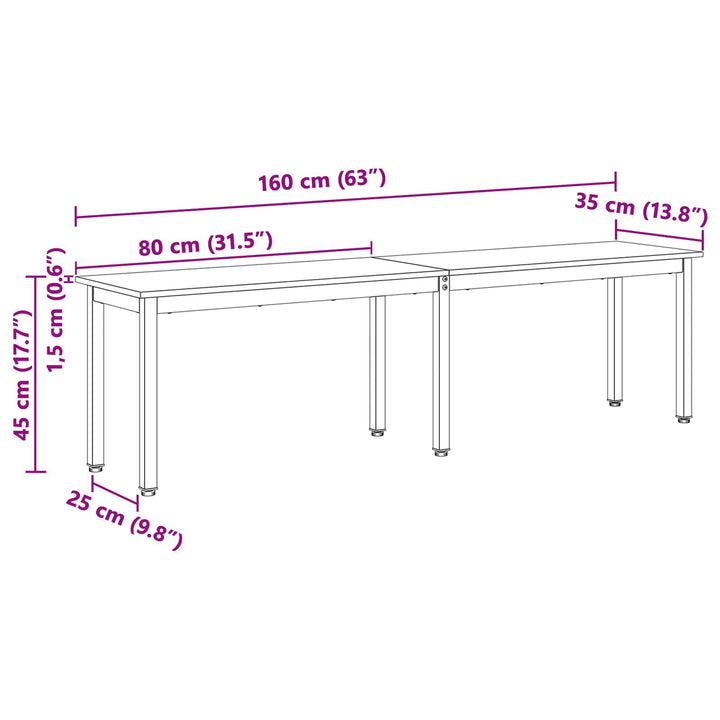 bænk Hvid 160 x 35 x 45 cm Massiv fyrretræ