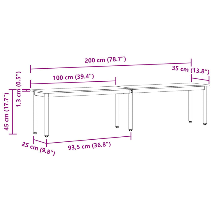 bænk Naturfarvet 200 x 35 x 45 cm Massiv fyrretræ