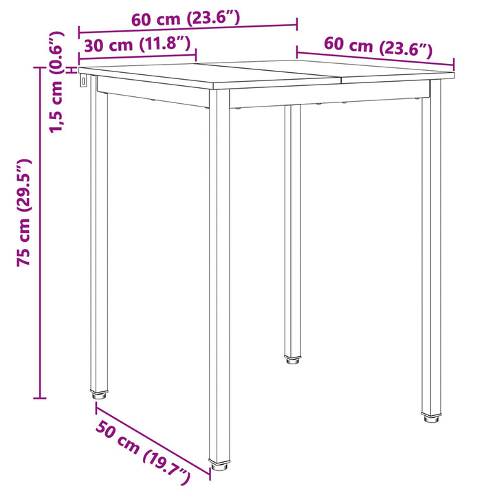 Spisebord Hvid 60 x 60 x 75 cm Massiv fyrretræ
