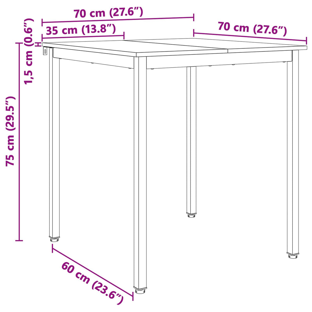 Spisebord Hvid 70 x 70 x 75 cm Massiv fyrretræ