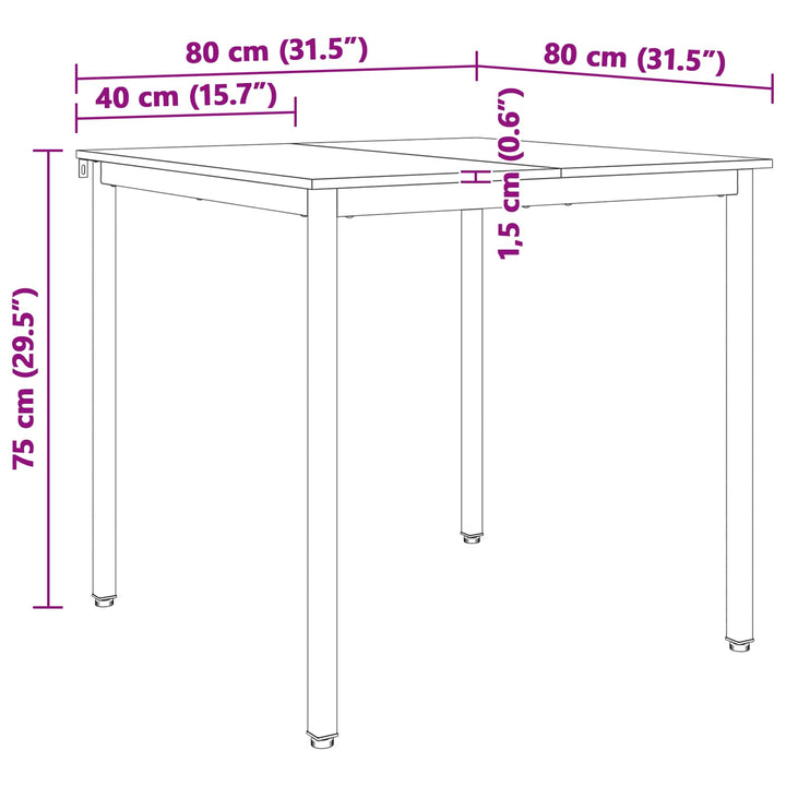 Spisebord Hvid 80 x 80 x 75 cm Massiv fyrretræ