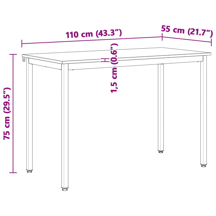 Spisebord Naturfarvet 110 x 55 x 75 cm Massiv fyrretræ