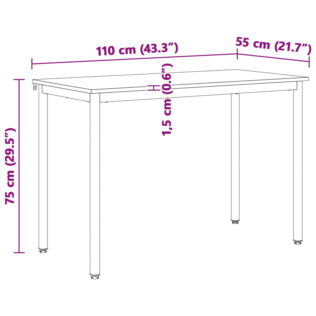 Spisebord Hvid 110 x 55 x 75 cm Massiv fyrretræ