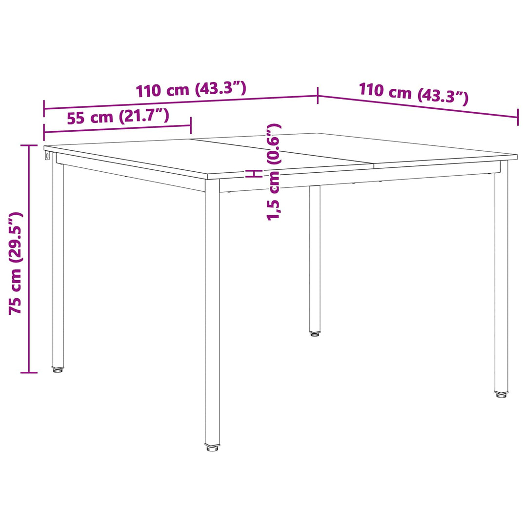 Spisebord Hvid 110 x 110 x 75 cm Massiv fyrretræ