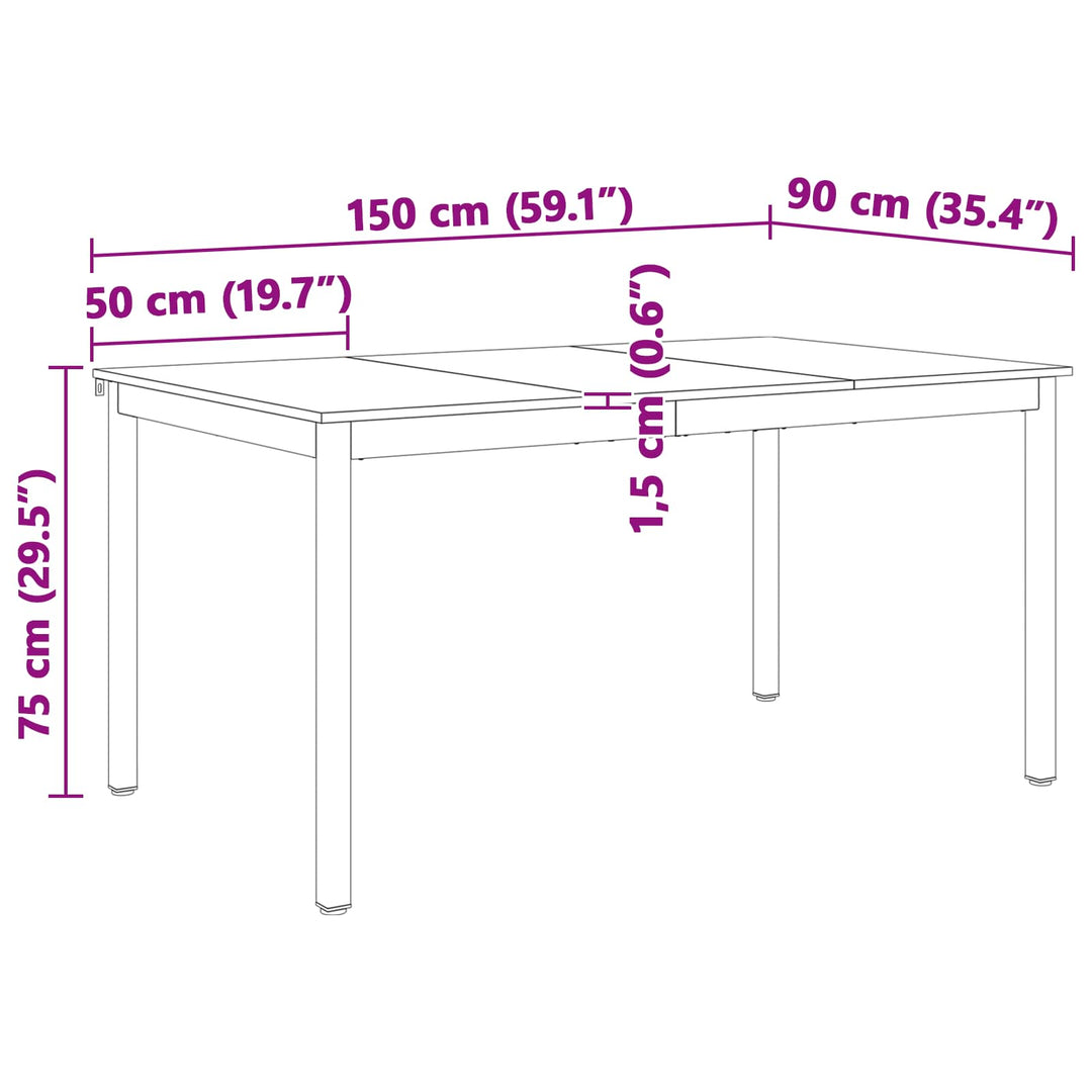 Spisebord Hvid 150 x 90 x 75 cm Massiv fyrretræ
