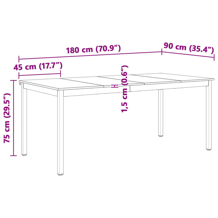 Spisebord Hvid 180 x 90 x 75 cm Massiv fyrretræ
