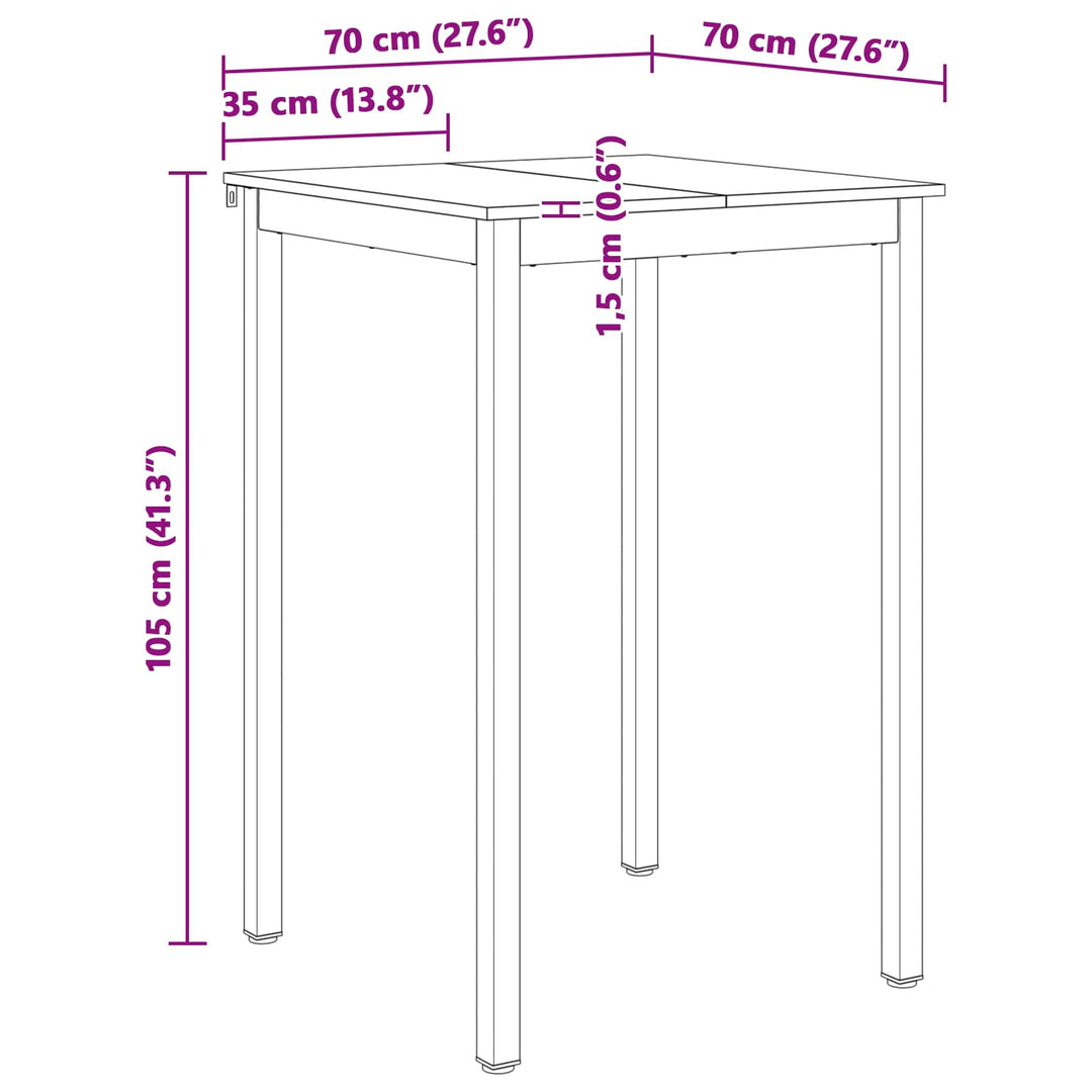 Barbord Naturfarvet 70 x 70 x 105 cm Massiv fyrretræ
