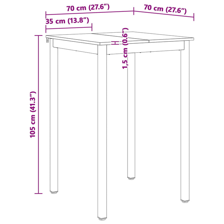 Barbord Hvid 70 x 70 x 105 cm Massiv fyrretræ