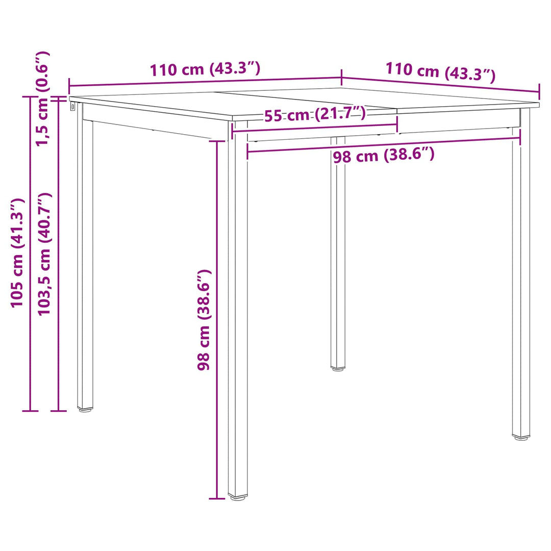 Barbord Naturfarvet 110 x 110 x 105 cm Massiv fyrretræ