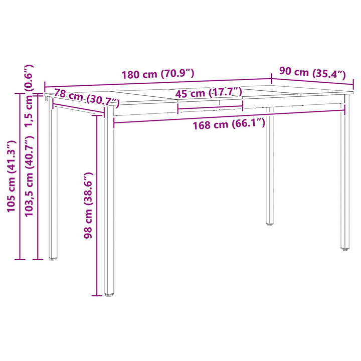 Barbord Hvid 180 x 90 x 105 cm Massiv fyrretræ