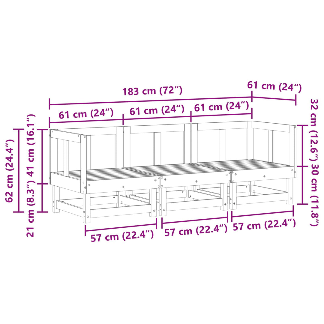 Sektionel sofa enheder Massivt fyrretræ VoksBrun