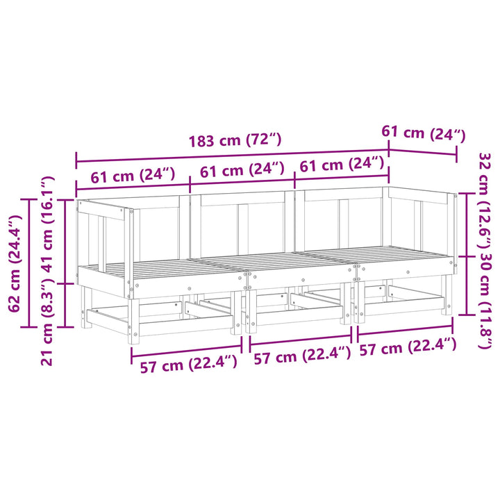 Sektionel sofa enheder Massivt fyrretræ VoksBrun