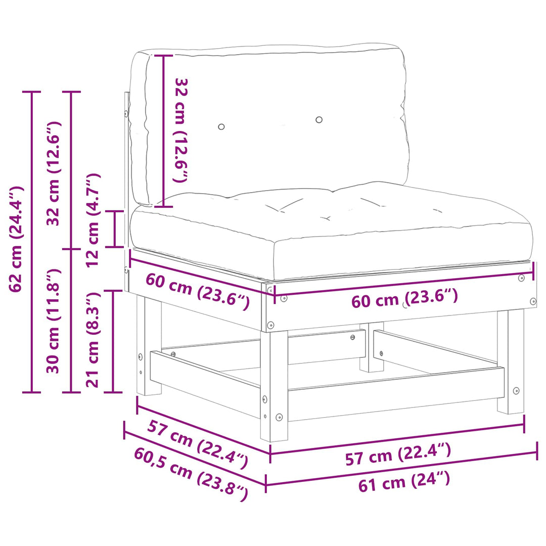 Have Mellem Sofa Massivt fyrretræ VoksBrun