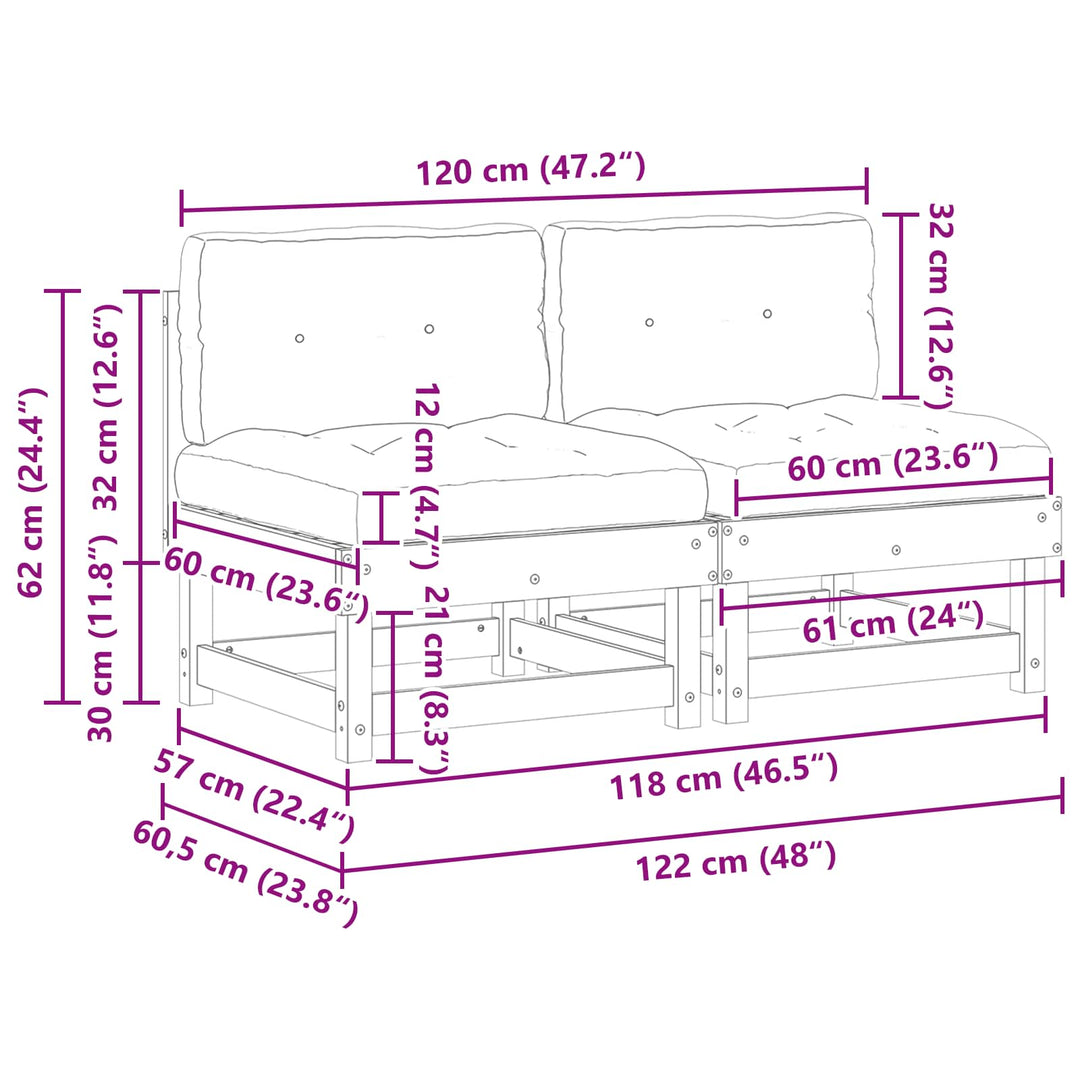 Have Mellem Sofa Massivt fyrretræ VoksBrun