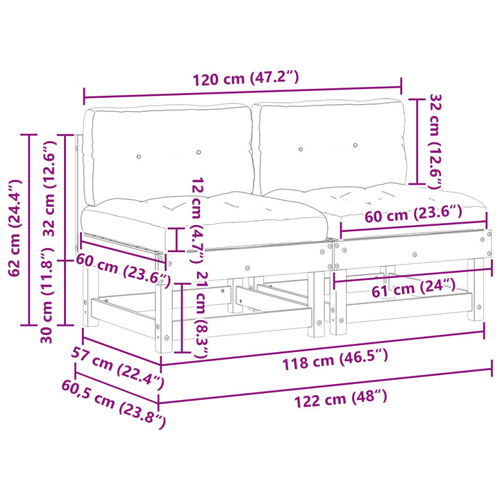 Have Mellem Sofa Massivt fyrretræ VoksBrun